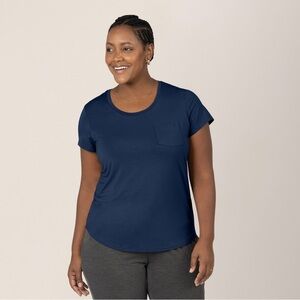 Kindred Bravely Navy Blue Short Sleeve Everyday Nursing Maternity Shirt 1X 1XL